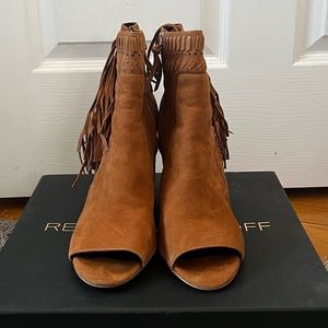 Rebecca minkoff fringe suede open toed bootie - size 10